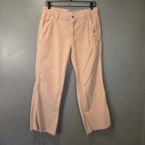 BDG Women's Corduroy Straight Leg Pants Distressed Hem, Size 6, Tan